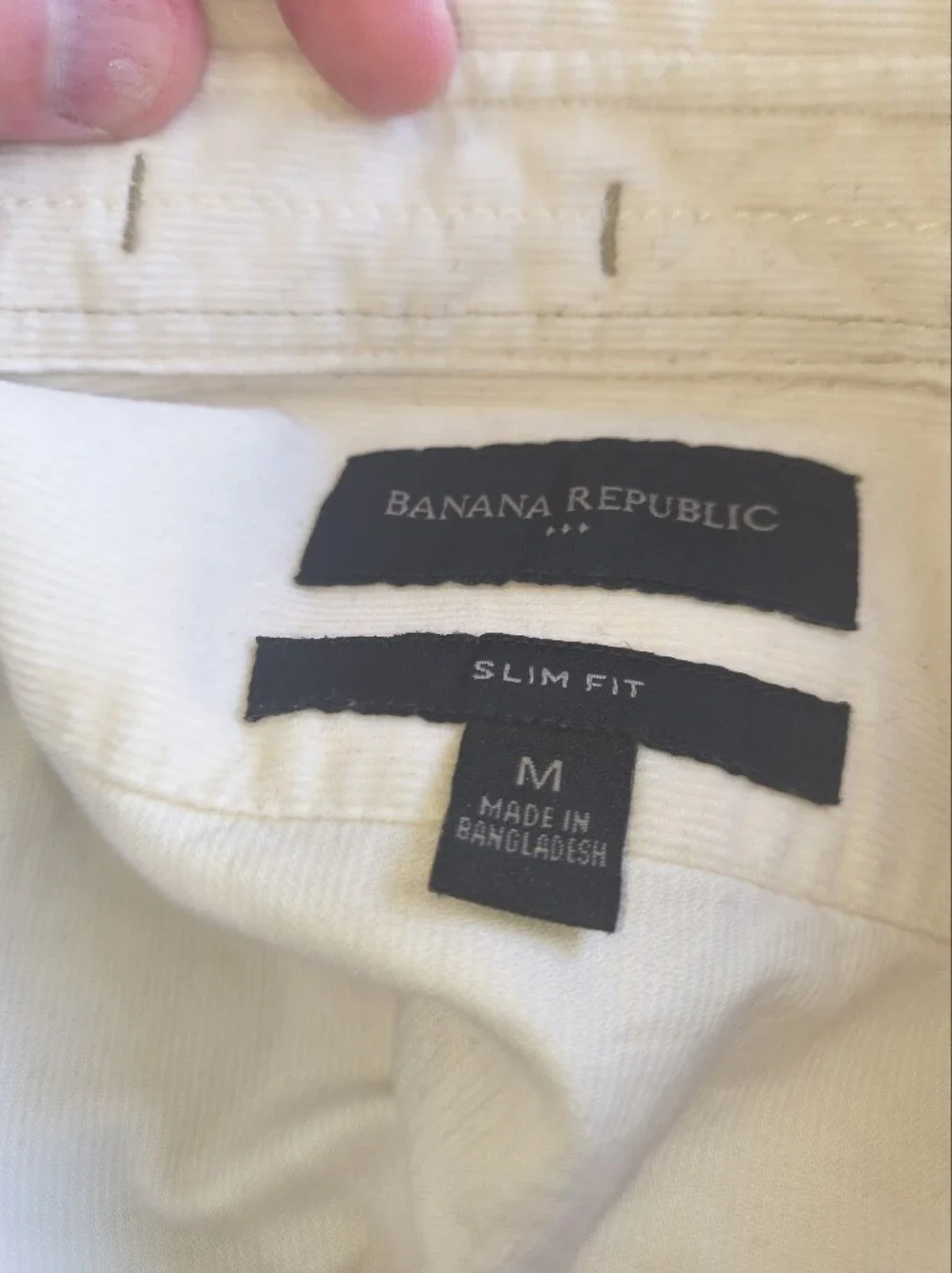 Banana Republic Cream Corduroy Shirt Medium Slim Euc